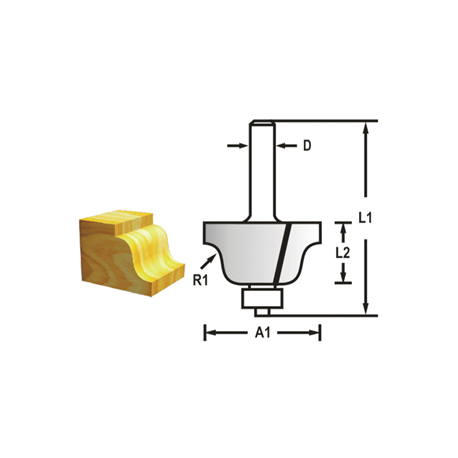 MAKITA D-48767 Profilová fréza s ložiskemstopka 8 mm,38,1x17,5x60 mm