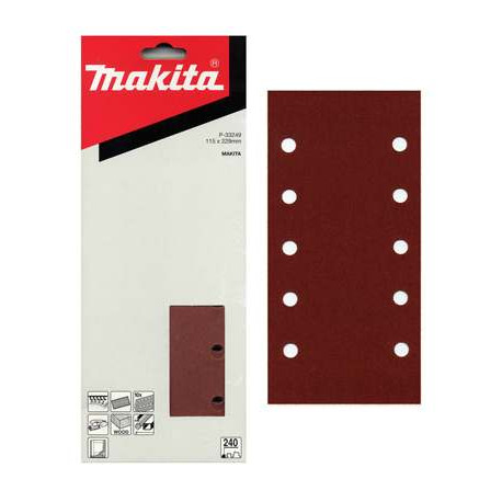 MAKITA P-33205 papír brusný suchý zip 115x229mm 10 děr K100, 10ks - old P-02200