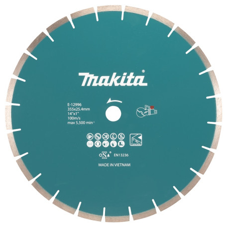 MAKITA E-12996 kotouč řezný diamantový beton 355x2.8x25.4mm pro aku stroje