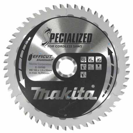 MAKITA E-16760 kotouč pilový hliník Efficut 165x1.5x20mm 54Z