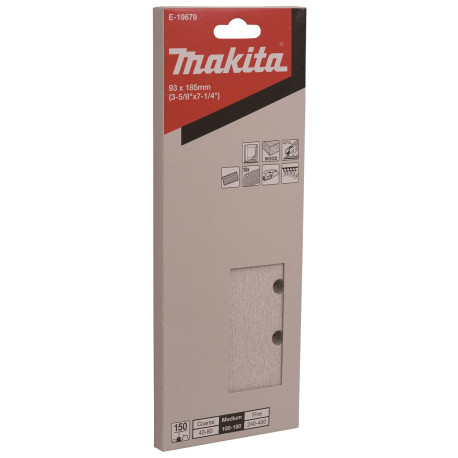 MAKITA E-19679 papír brusný suchý zip 93x185mm 8 děr K150, 10ks