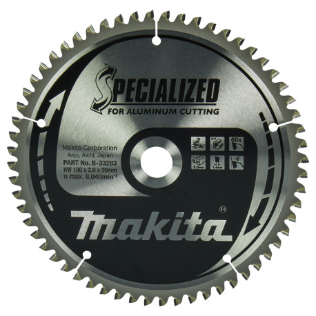 MAKITA B-33283 kotouč pilový hliník SPECIALIZED 190x2x20mm 60Z - old B-09612