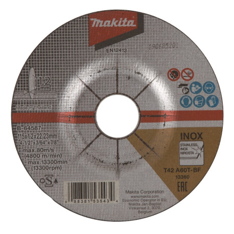 MAKITA B-64587 kotouč řezný nerez 115x1.2x22mm