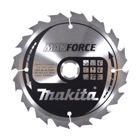 MAKITA B-32091 kotouč pilový dřevo MAKFORCE 160x2.4x20mm 16Z - old B-08143