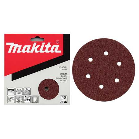 MAKITA P-37487 papír brusný suchý zip 150mm 6 děr K60, 10ks