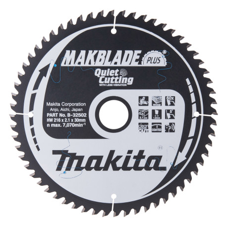 MAKITA B-32502 kotouč pilový dřevo MAKBLADEplus 216x2.1x30mm 60Z - old B-08676