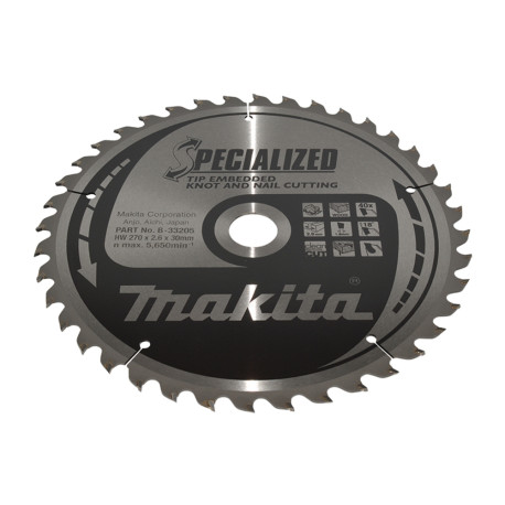 MAKITA B-33205 kotouč pilový dřevo SPECIALIZED se zapuštěnými zuby 270x2.6x30mm 40Z - old B-09525