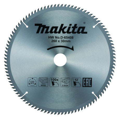 MAKITA D-65408 kotouč pilový dřevo TCT 260x2.6x30mm 100Z