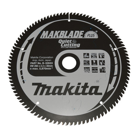 MAKITA B-32633 kotouč pilový dřevo MAKBLADEplus 260x2.3x30mm 100Z - old B-08800