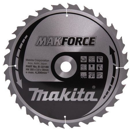 MAKITA B-32188 kotouč pilový dřevo MAKFORCE 355x3x30mm 24Z - old B-08274