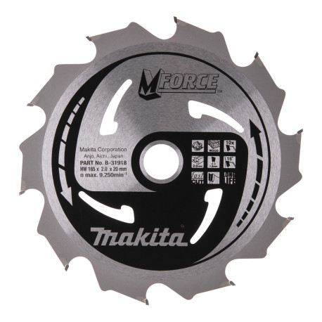 MAKITA B-31918 kotouč pilový dřevo MFORCE 165x2x20mm 10Z - old B-07886