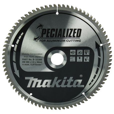 MAKITA B-33386 kotouč pilový hliník SPECIALIZED 260x2.8x30mm 80Z - old B-09715