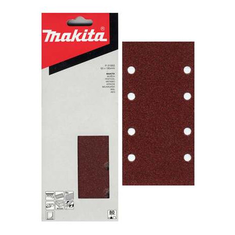 MAKITA P-31893 papír brusný suchý zip 93x185mm 8 děr K80, 10ks