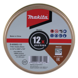 MAKITA D-65953-12 kotouč řezný nerez 115x1.2x22.23mm, 12ks