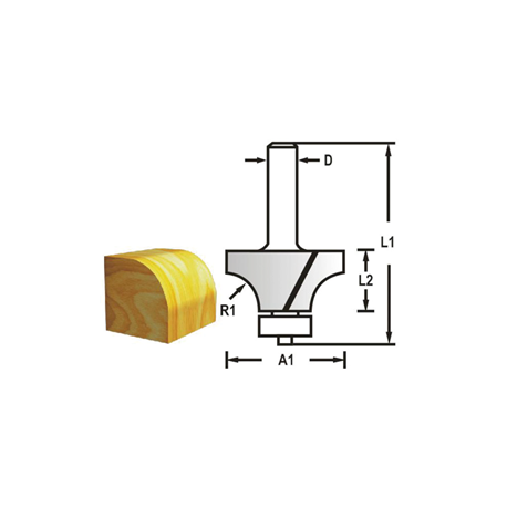 MAKITA D-48359 Zaoblovací fréza s ložiskem stopka 8 mm,19x9,5x53 mm R-3,2mm