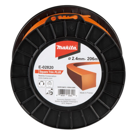 MAKITA E-02820 struna nylonová Plus 2,4mm, 206m, oranžová, hranatá - old 369224797