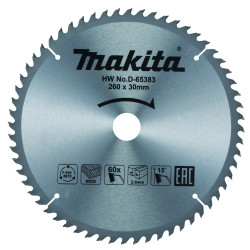 MAKITA D-65383 kotouč pilový dřevo TCT 260x2.6x30mm 60Z