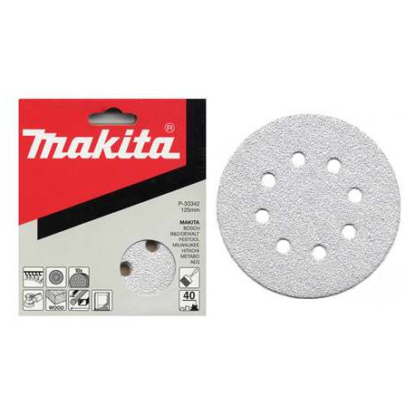 MAKITA P-33342 papír brusný suchý zip 125mm 8 děr K40, 10ks