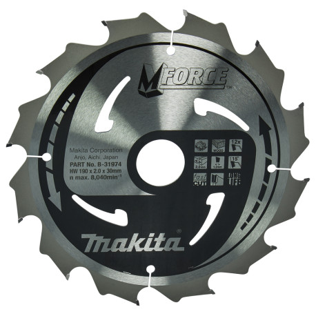 MAKITA B-31974 kotouč pilový dřevo MFORCE 190x2x30mm 12Z - old B-07967