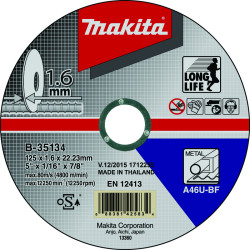 MAKITA B-35134 kotouč řezný ocel 125x1.6x22.23mm