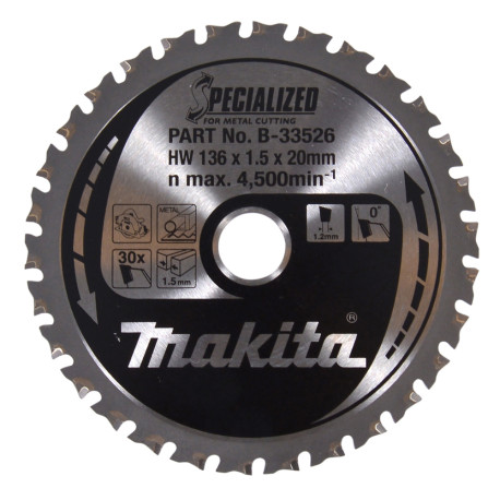 MAKITA B-33526 kotouč pilový ocel SPECIALIZED 136x1.5x20mm 30Z - old B-10615