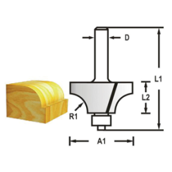 MAKITA D-48309 Zaoblovací fréza s ložiskem stopka 6 mm,20,6x10x52 mm R-4mm