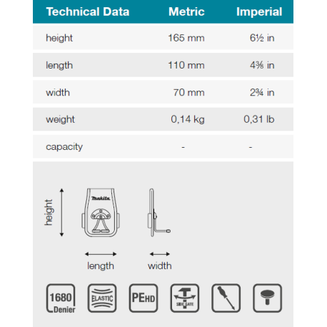 MAKITA E-15291 držák na nářadí a kladivo 110x70x165mm-oldE-05234